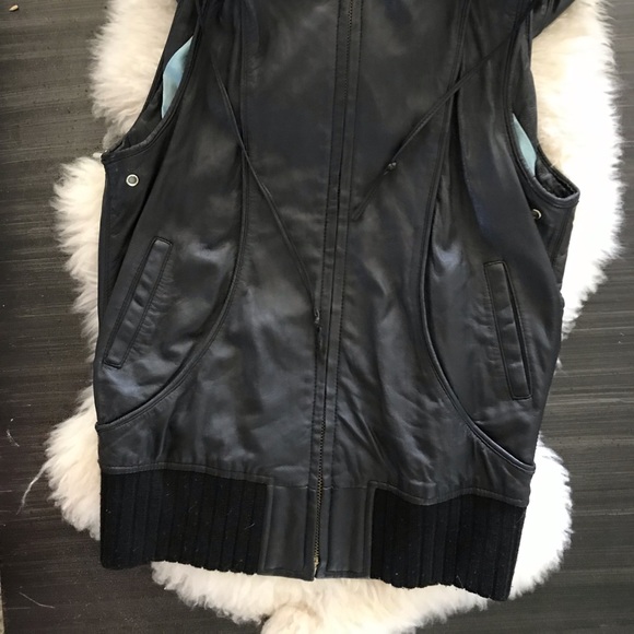 MM Couture hooded genuine leather vest - Picture 2 of 9